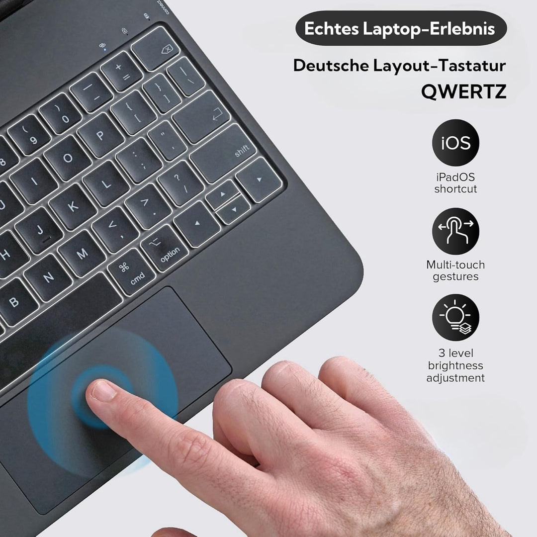 Magic Keyboard Hülle für iPad Pro 11 Zoll M4 2024 / M5 2025, Magnetische Tastaturhülle mit Multi-Tou