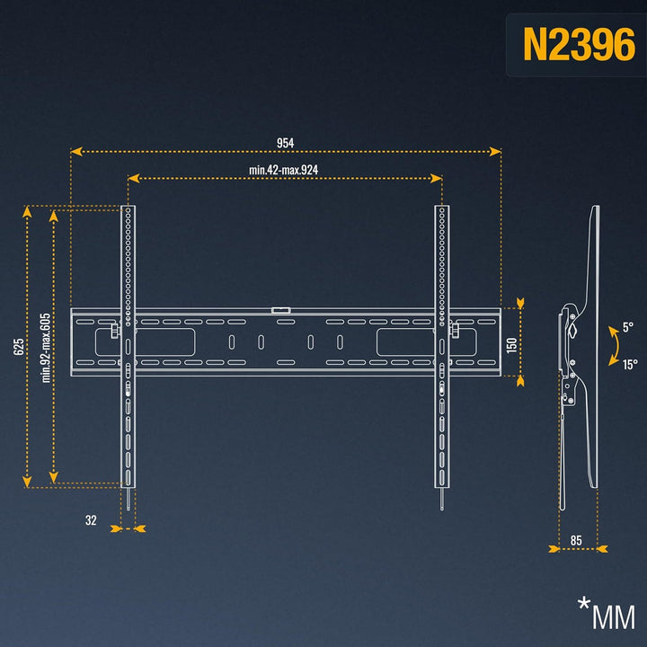 RICOO TV Wandhalterung Fernseher Halterung Neigbar für 55-100 Zoll Fernsehhalterung für Wand N2396 U