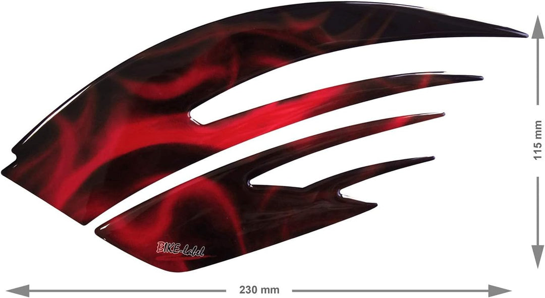 BIKE-label Tankpad seitlich Motorrad Aufkleber Flame Rot Flammen 810017