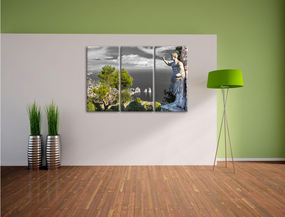 Pixxprint Insel Capri in Italien als Leinwandbild/Grösse: 3 Teilig (120x80 cm) cm/Wandbild/Kunstdruc