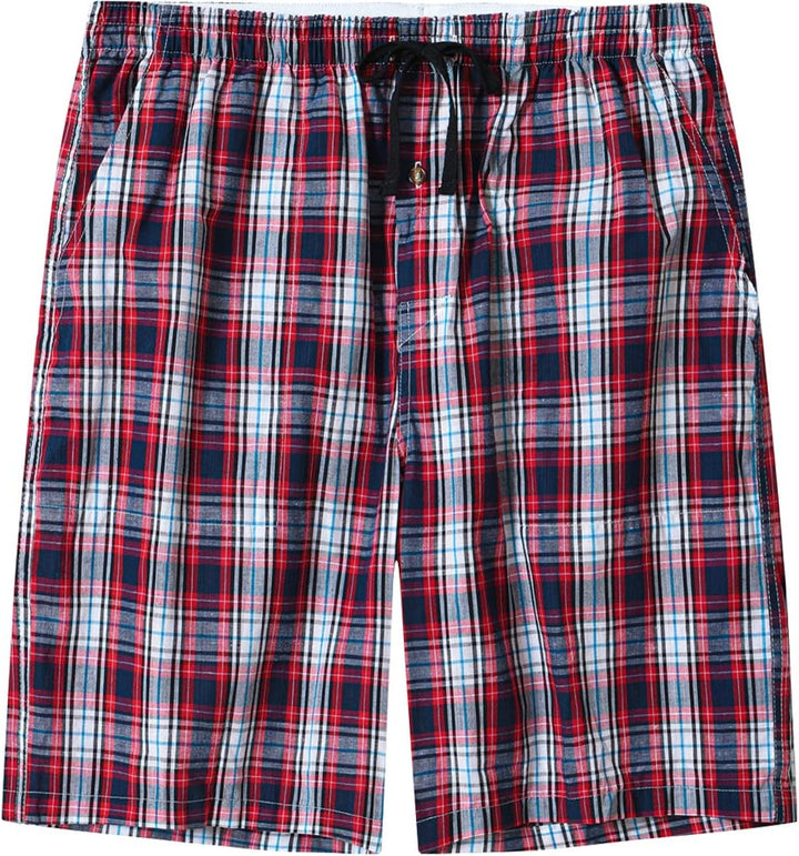 MoFiz Herren Kurze Pyjamahose Baumwolle Schlafshorts Karierte Schlafanzughose Freizeithose Karo Loun