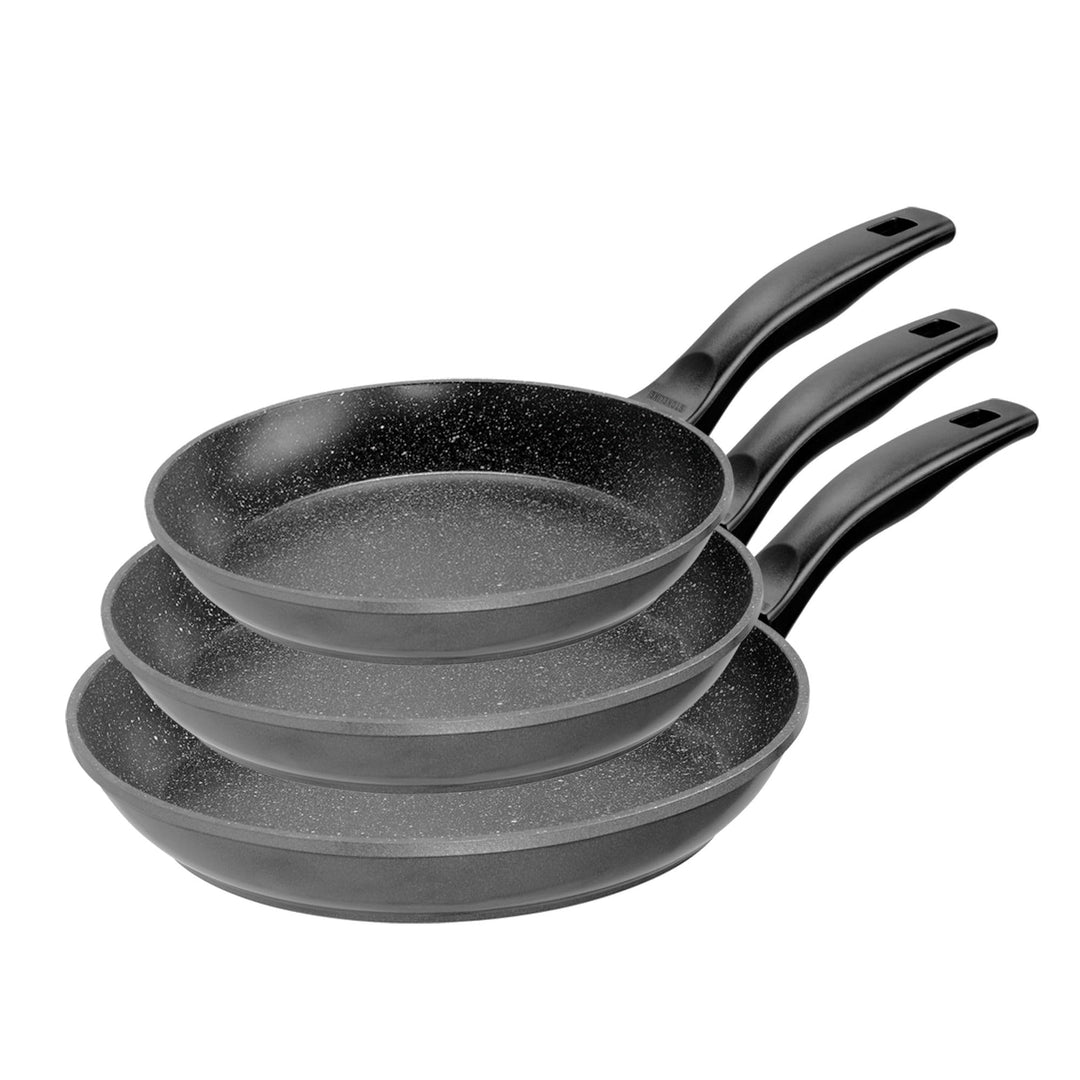 STONELINE Pfannenset 3 teilig, 20/24/28 cm, Antihaft beschichtete Pfanne mit echten Steinpartikeln,