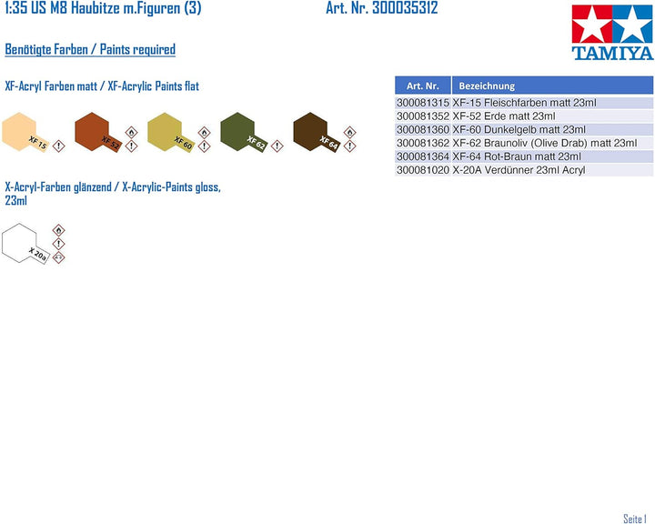 Tamiya 300035312-1:35 WWII US M8 Haubitze mit Figuren (3), Braunoliv