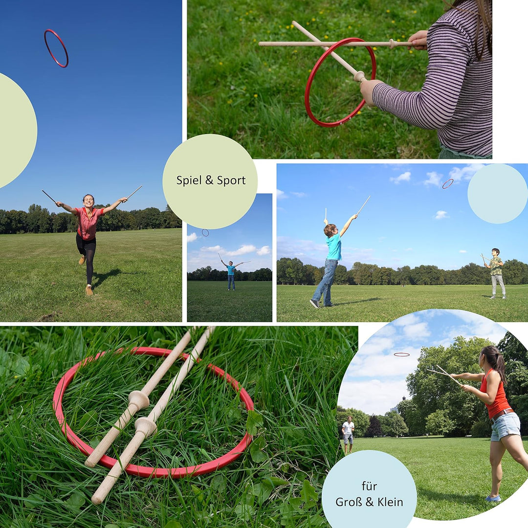 TicToys Tualoop Ringwurfspiel Set für 2 Spieler – Outdoor Spass aus Biowerkstoff | Ideal für Garten,