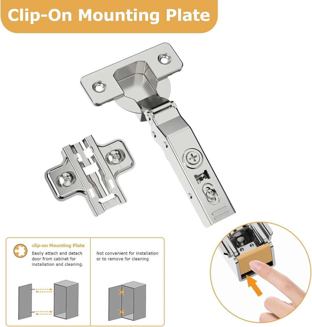 FURNIWARE 10 Stück Schrankscharniere, Öffnungswinkel 110° mit Hydraulisch Feder Perfekte Softclose K
