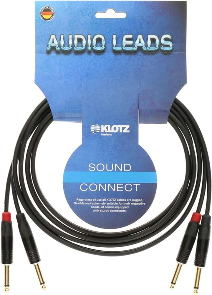 Klotz KMPP0600 Stereo-Tastaturkabel, 6,35 mm gerade auf gerade, 50,8 cm
