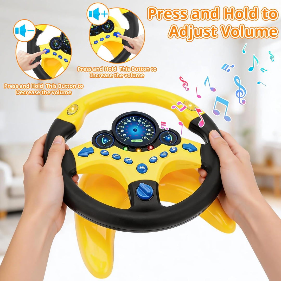 deAO Kinder Lenkrad Spielzeug mit 360° Drehfunktion, Kinder Simulierter Fahrsimulator Auto Simulatio