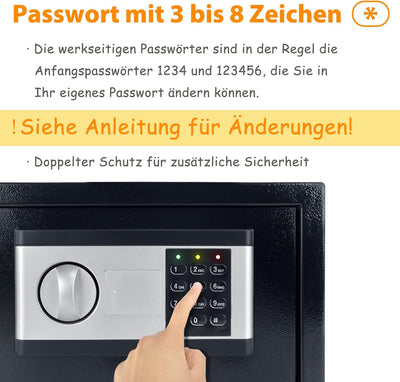 NAIZY Mini Tresor für Zuhause 34L Tresor Feuerfest Wasserdicht Elektro Safe mit Batteriebox & Sicher