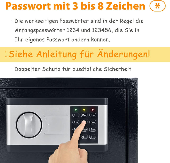 FIVMEN Safe Tresor mini Möbeltresor für Zuhause wasserdicht, 12L Wandtresor mit Sicherheitscode und