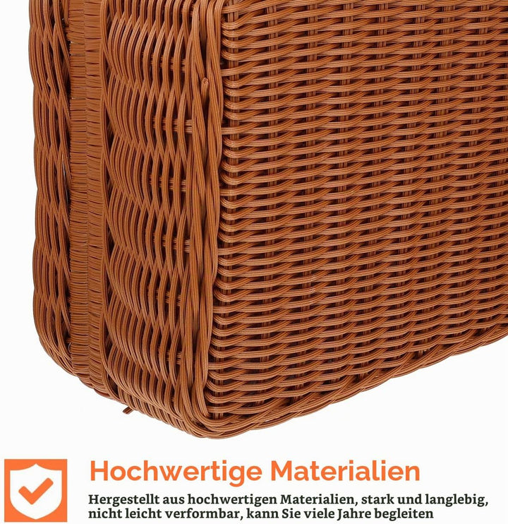 Tomaibaby Rattan Wicker Koffer Wicker Picknick Korb Stroh Lagerung Box mit Griffe Rattan Lagerung Bo