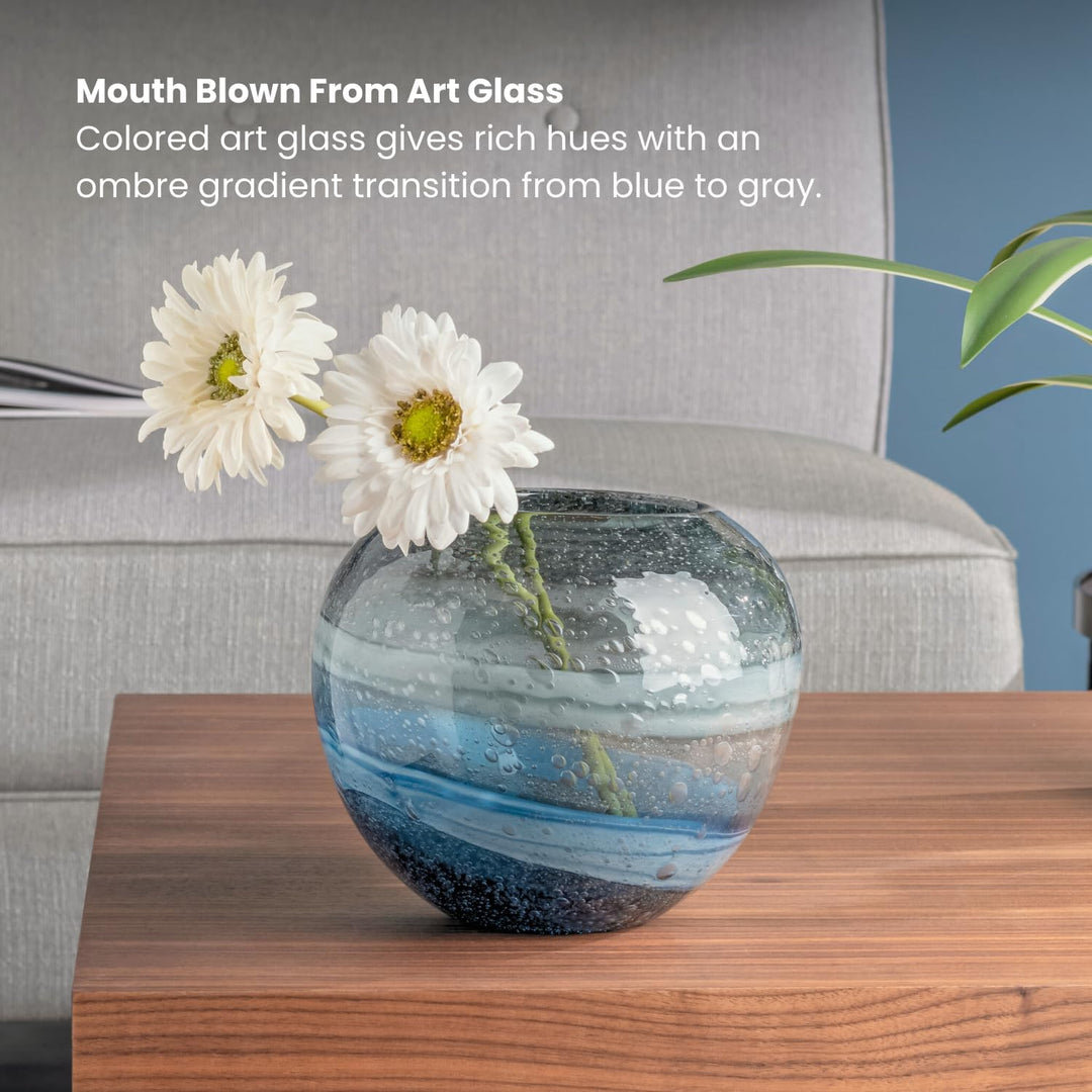 Torre & Tagus Andrea Handgefertigte Vase aus Glas mit Wirbel, für Heimdekoration, Wohnzimmer, Tafela