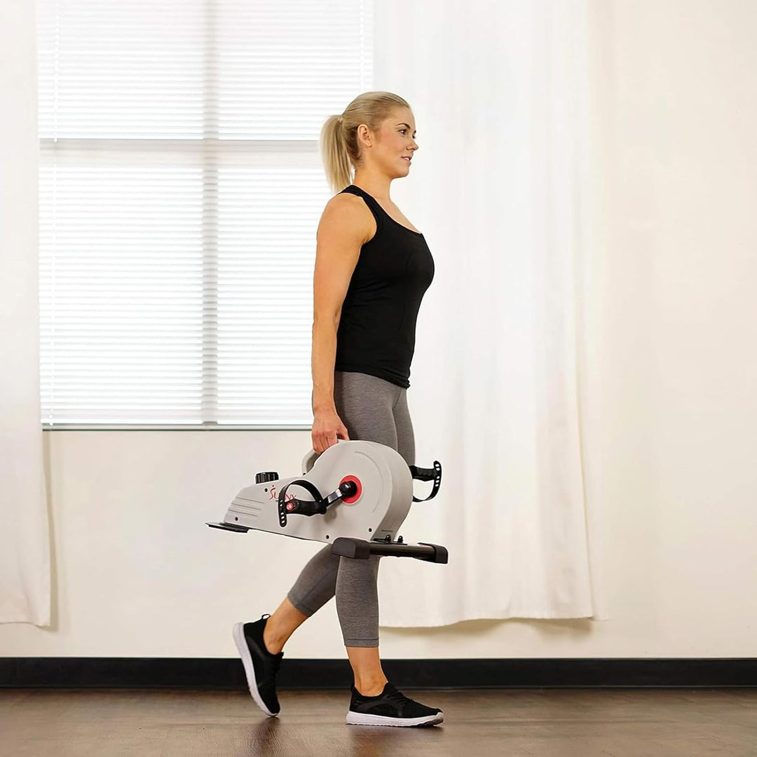 Sunny Health & Fitness Smart-Heimtrainer, Untertisch-Mini-Pedaltrainer mit Doppelfunktion für Senior