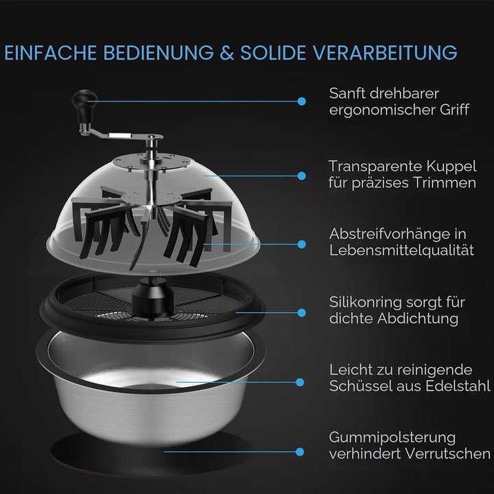 AC Infinity Bud Leaf Bowl Trimmer 48,3 cm, klare Sichtbarkeit Kuppel mit scharfen Edelstahlklingen,