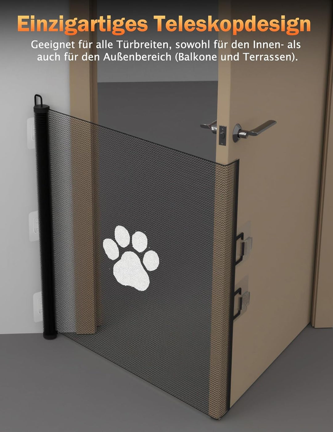 Treppenschutzgitter Ausziehbares, 78 cm Hoch (Verdickung 130cm Fussabdrück) | Automatische Aufrollfu