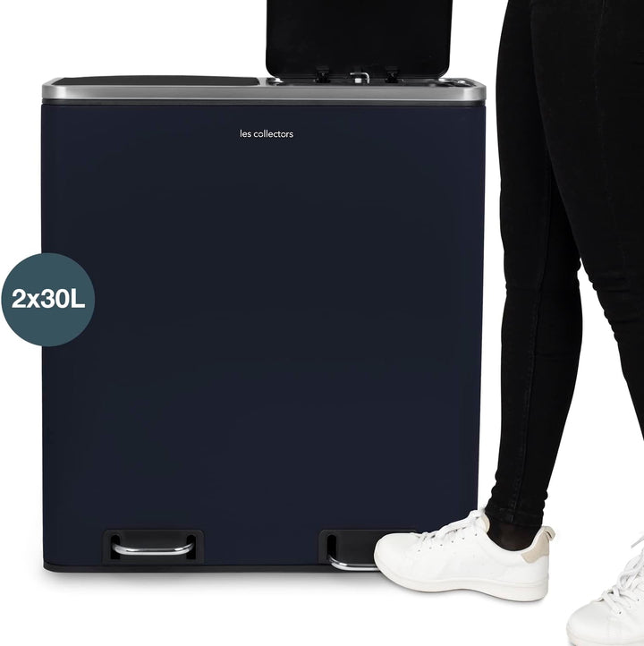 Les Collectors N°908 Mülleimer, Mülleimer, 2 Körbe, 30 l, Schwarz (30 l, Dunkelblau) dunkelblau matt