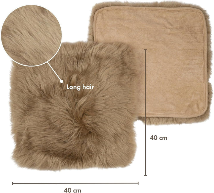 Nordic Sheep Lammfell Kissen 40x40 cm | 4er Pack | Weiches Fell für Stühle & Sofa | Gemütliches Sitz