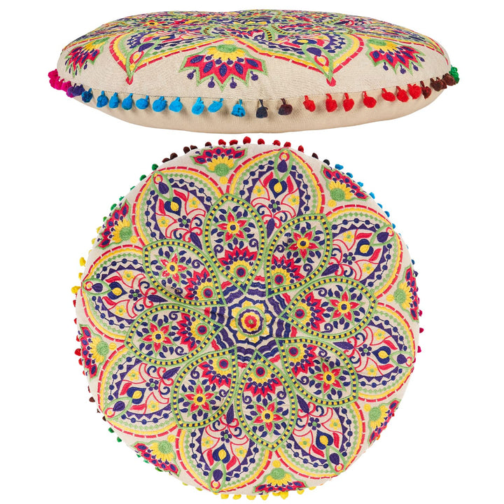 MARRAKESCH Sitzkissen Rund Hakika aus Baumwolle Inklusive Füllung ø 50cm Bodenkissen als Orientalisc