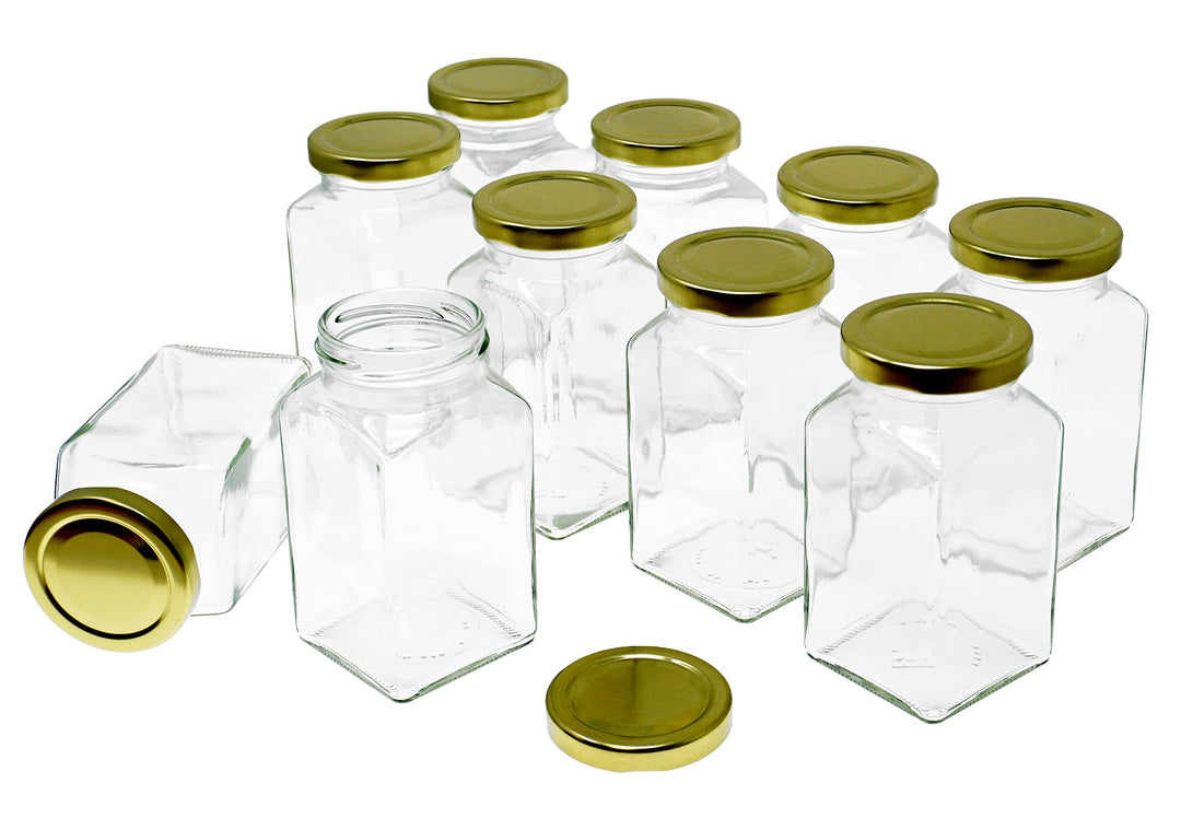 Lashuma Gewürzgläser Set 10 teilig, Joghurtgläser mit Deckel, leere Schraubgläser eckig 10er Set, 10