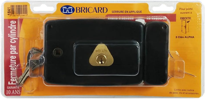 Bricard 1841 Alpha waagerechtes Wandschloss 2 Zylinder Einführungen 5 Pins gerade schwarz