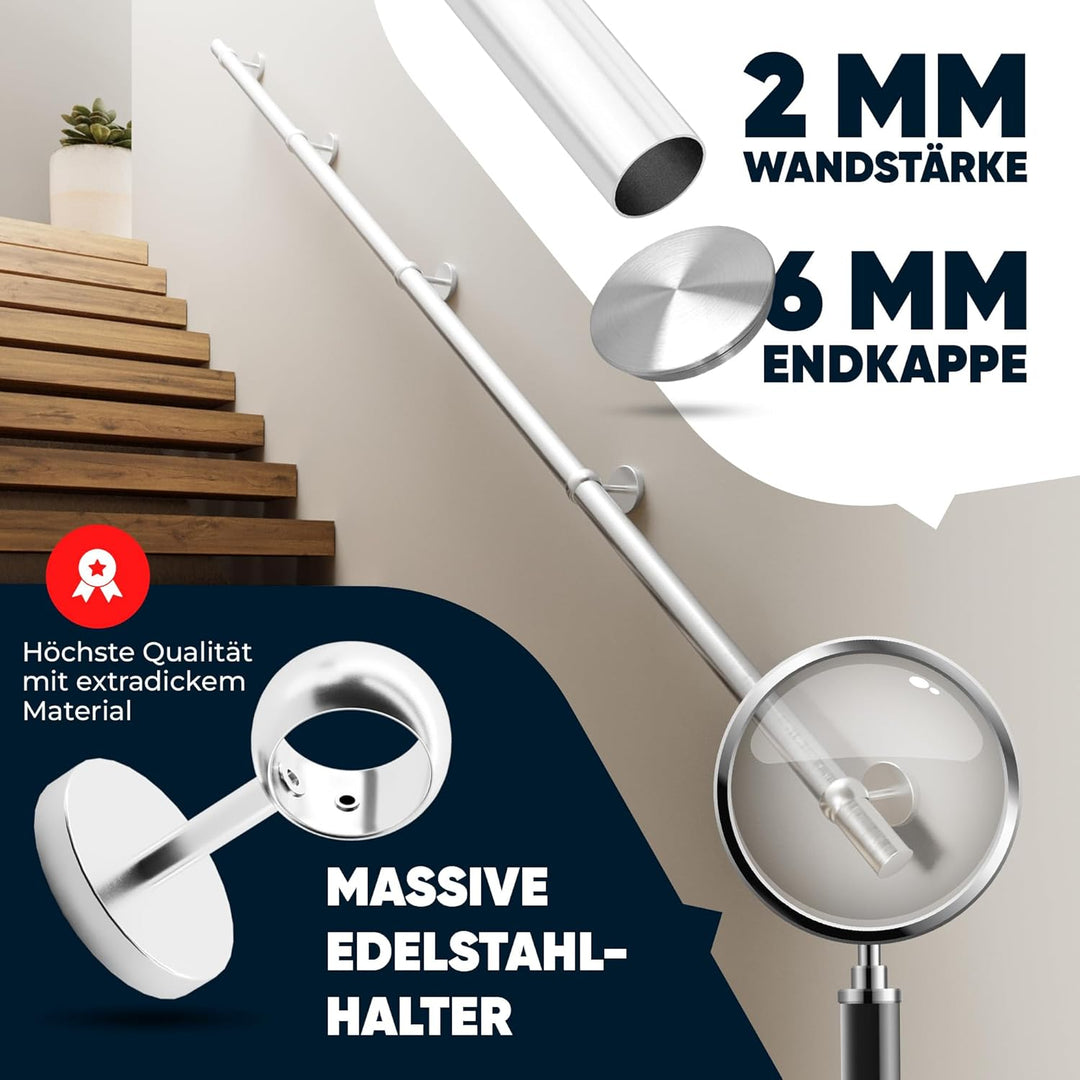 Handlauf Edelstahl Aussen Innen Wandhandlauf Brüstung Geländer, 4 verschiedene Varianten… (Brüstung