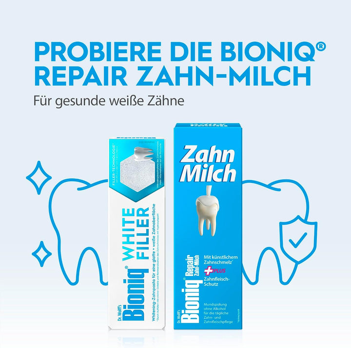 Bioniq® White Filler Zahnpasta - 4 x 75 ml – Sanfte Whitening-Zahncreme mit Hydroxylapatit, schützt