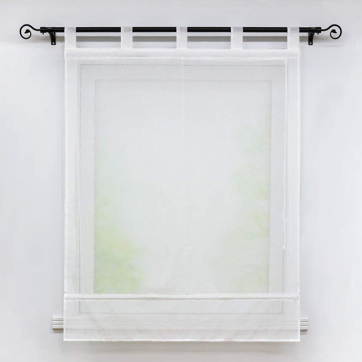 Joyswahl Weisses Raffrollo in Leinen-Optik Leinenstruktur halbtransparentes Raffrollo mit Schlaufen