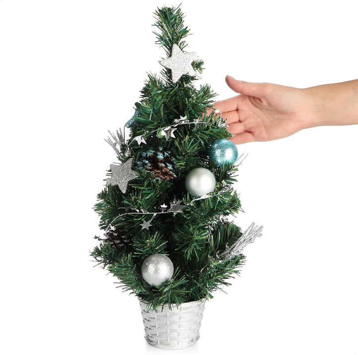 COM-FOUR® Künstlicher Weihnachtsbaum mit Christbaumkugeln - Geschmückter Tannenbaum für die Weihnach