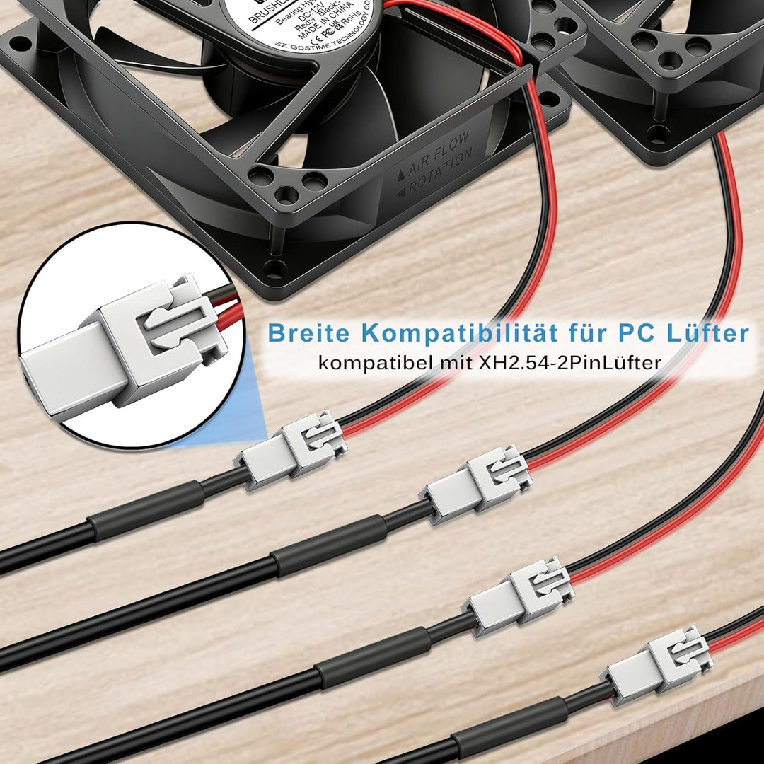 GDSTIME 36W 12V PC Lüfter Geschwindigkeit Controller 4 Wege mit 2 Pin Splitter Kabel Regelbar Netzte