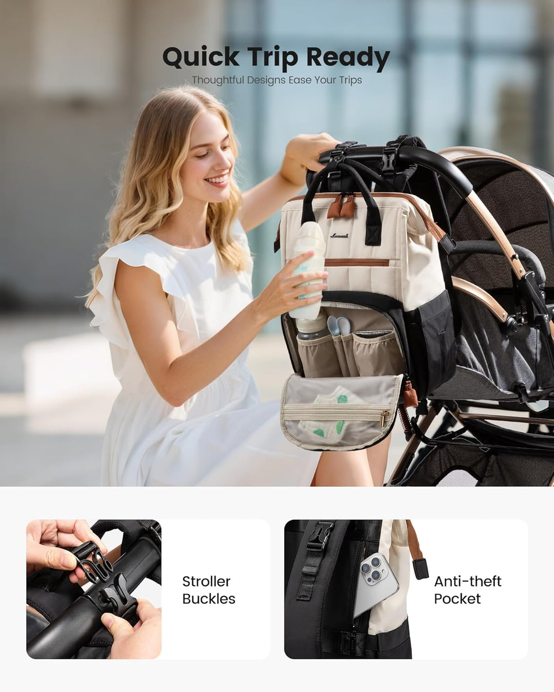 LOVEVOOK Wickelrucksack Gross, Baby Wickeltasche Rucksack Diaper Bag mit Wickelunterlage, Wasserabwe