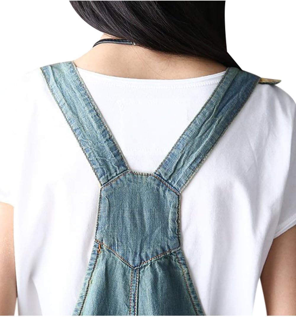 Youlee Damen Sommer Breites Bein Hose Denim Latzhose Overall Hosen M Stil 1 Blau, M Stil 1 Blau