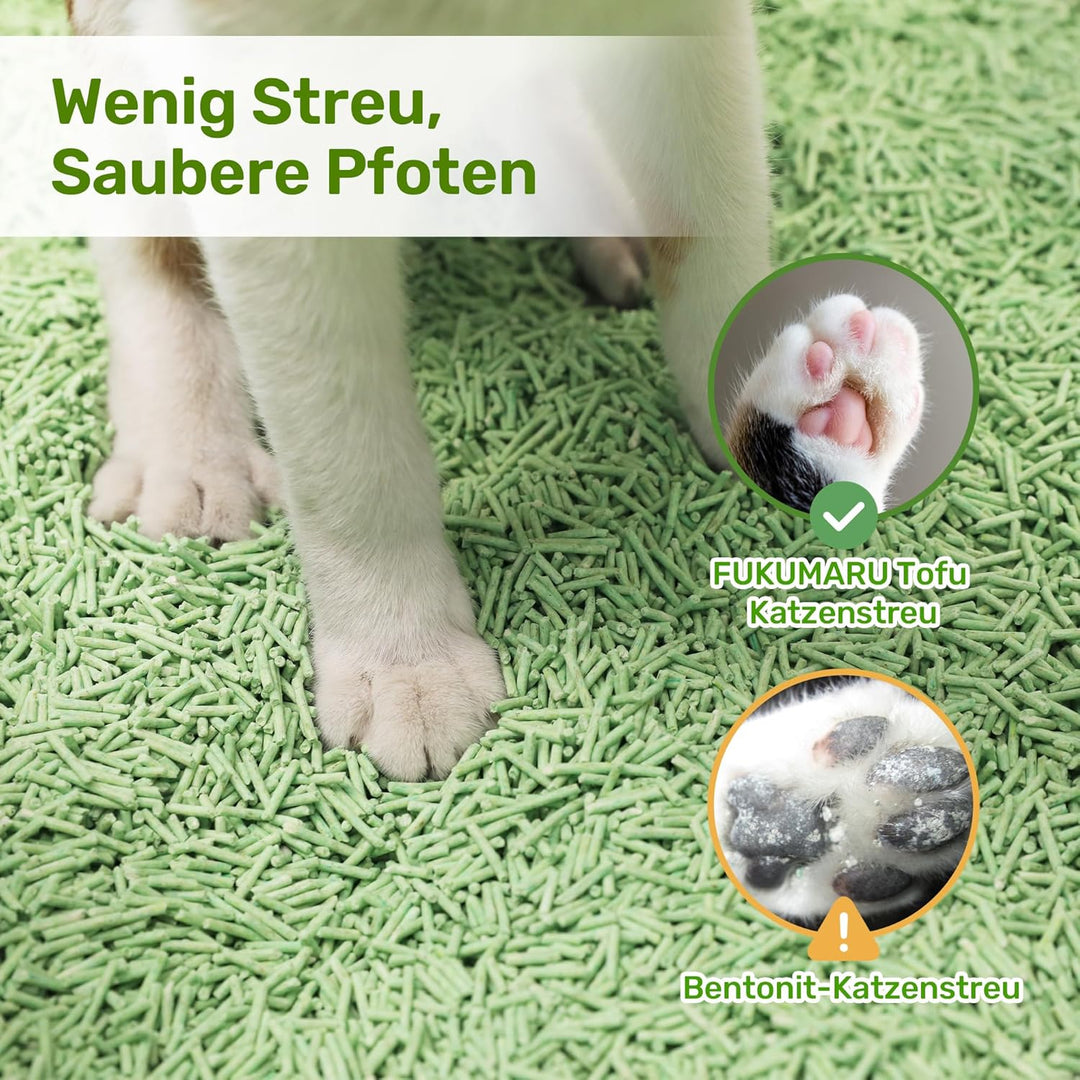 FUKUMARU Tofu Katzenstreu 5,4 kg - Klumpendes Katzenstreu, Geruchsbekämpfung mit grünem Teearoma, st