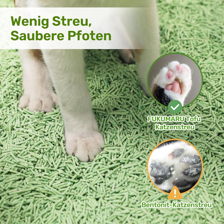 FUKUMARU Tofu Katzenstreu 5,4 kg - Klumpendes Katzenstreu, Geruchsbekämpfung mit grünem Teearoma, st