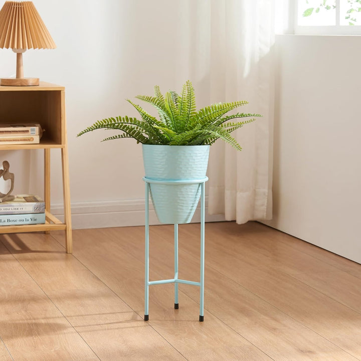 [en.casa] Blumenständer Asten Pflanzenständer mit Blumentopf Metall Hellblau Blumentopfständer Pflan