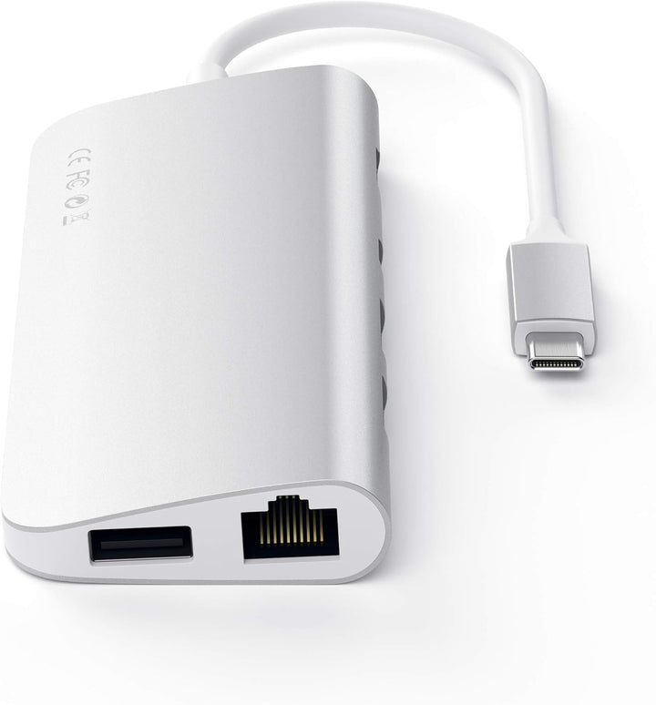 SATECHI Type-C Multimedia Adapter mit 4K HDMI, Mini DP, USB-C PD, Gigabit Ethernet, USB 3.0, Micro/S