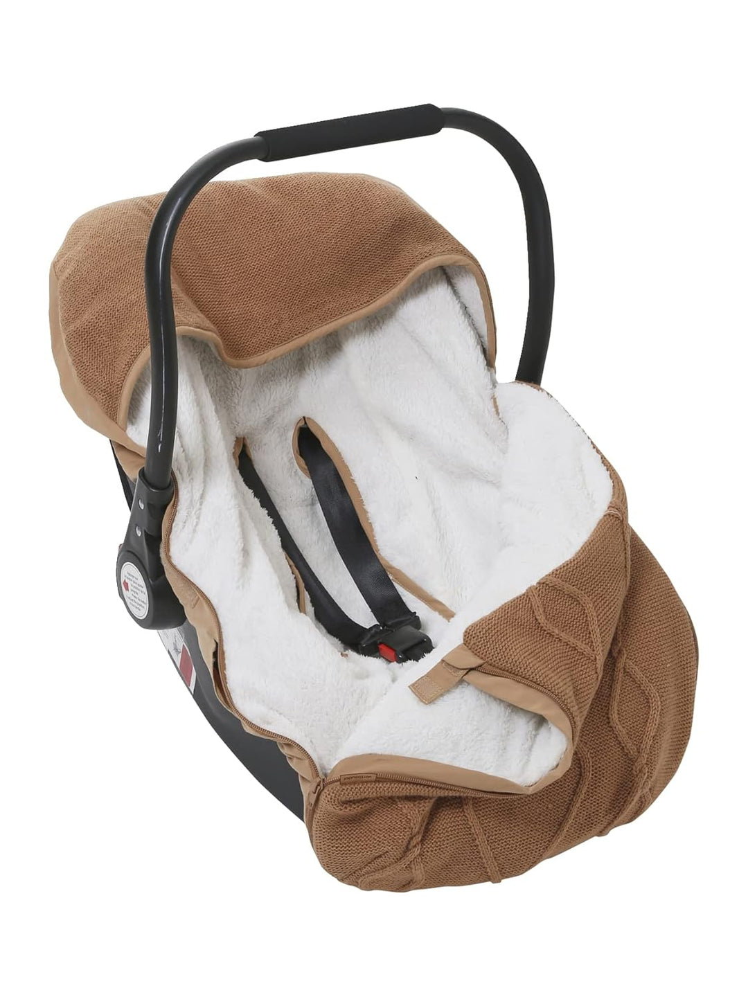 VERTBAUDET Strick-Fusssack für Babyschalen, Fleecefutter hellbraun ONE SIZE