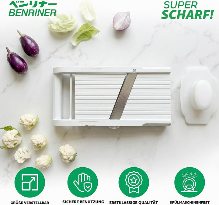 Benriner BN-120W Mandoline, Edelstahl, weiss Weiβ, Weiβ
