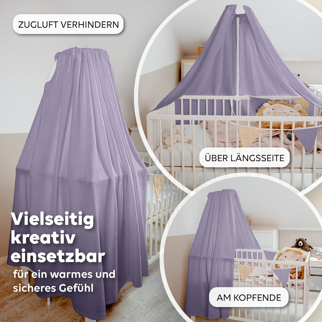 lilimaus Betthimmel Babybett mit Gold Applikation in 12 Farben [inkl. Himmelstange] - Himmel Babybet
