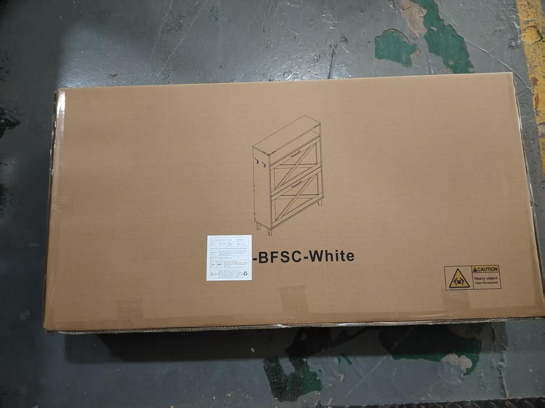LELELINKY Schuhschrank mit 2 Klapp-Schubladen – Landhaus weiss Schuhorganizer für Flur – Schmaler Sc