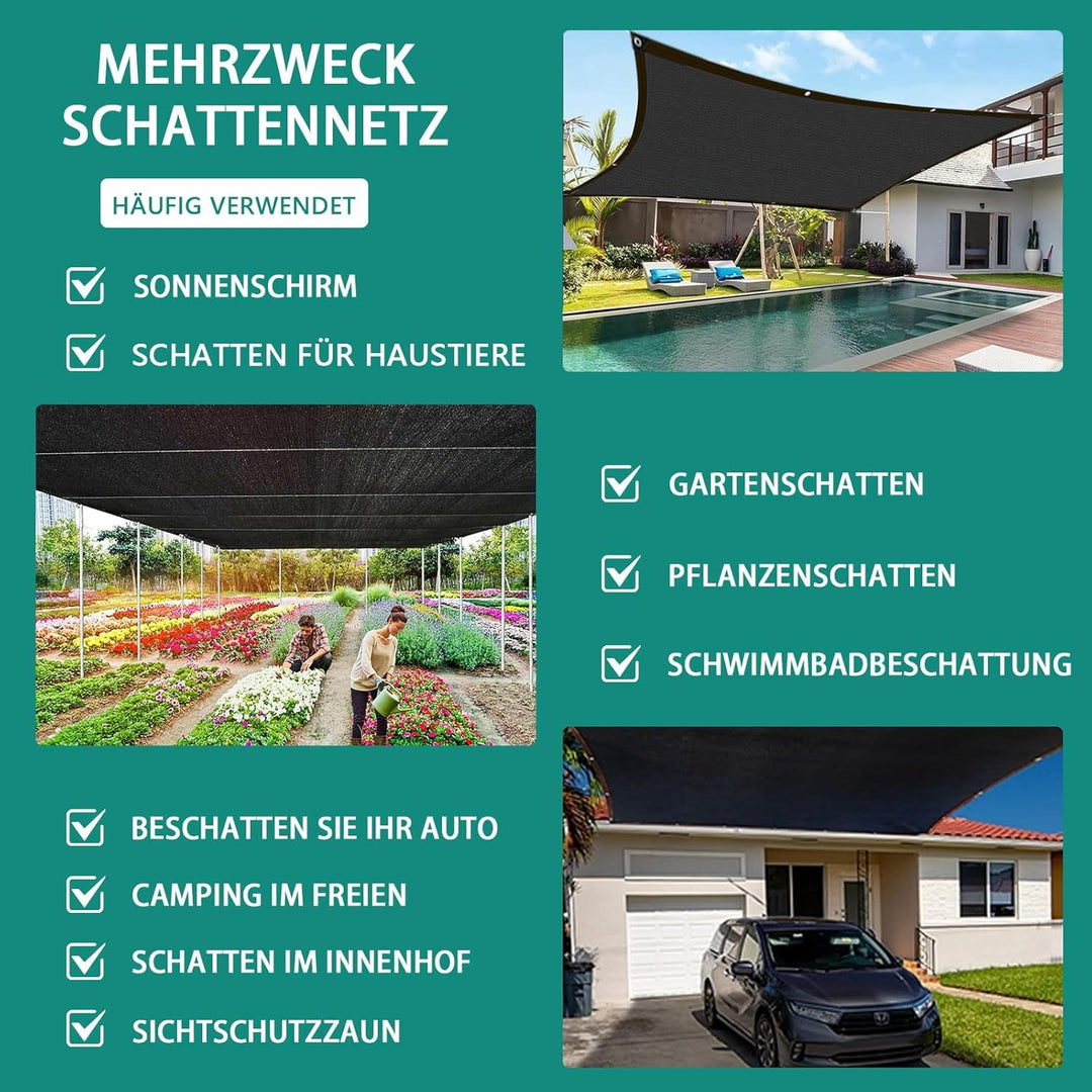 Schattierungsnetz Mit öSen 3x1.5m,Schutznetz 70% Outdoor Schattennetz UV- und windabweisend,Sonnense