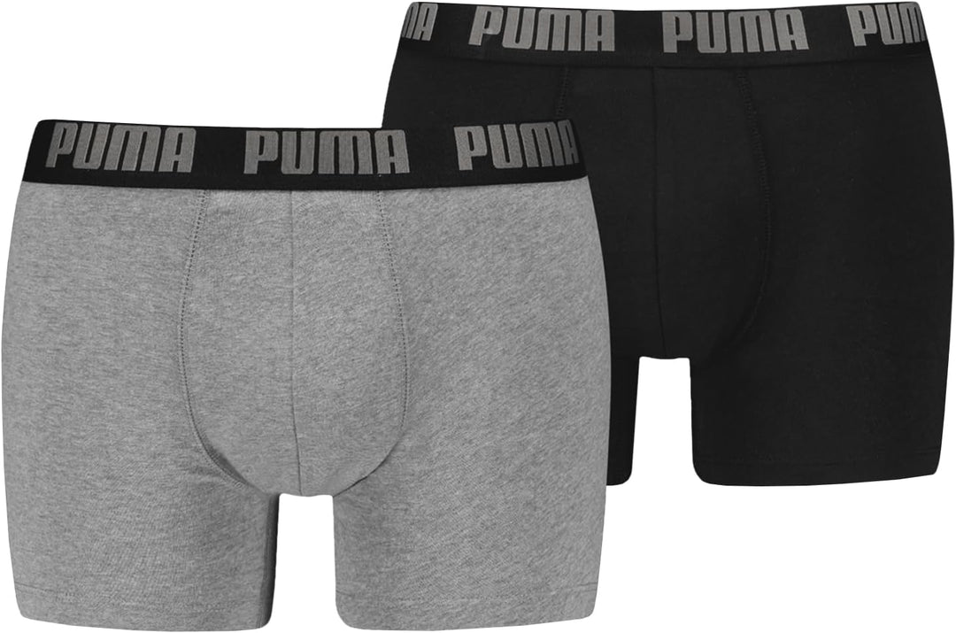 PUMA Herren Basic Boxers Boxer-Shorts (2er Pack) -003 Grey Melange / Black S, -003 Grey Melange / Bl