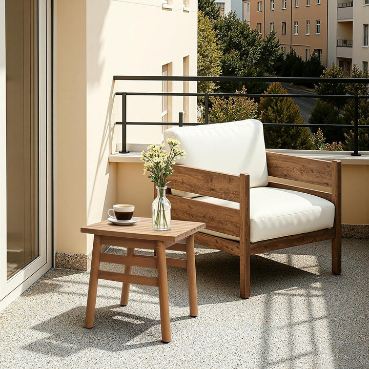 Hometopia Beistelltisch Quadratisch aus massivem Akazienholz - 45x45 cm - Stabiler Couchtisch & Nach