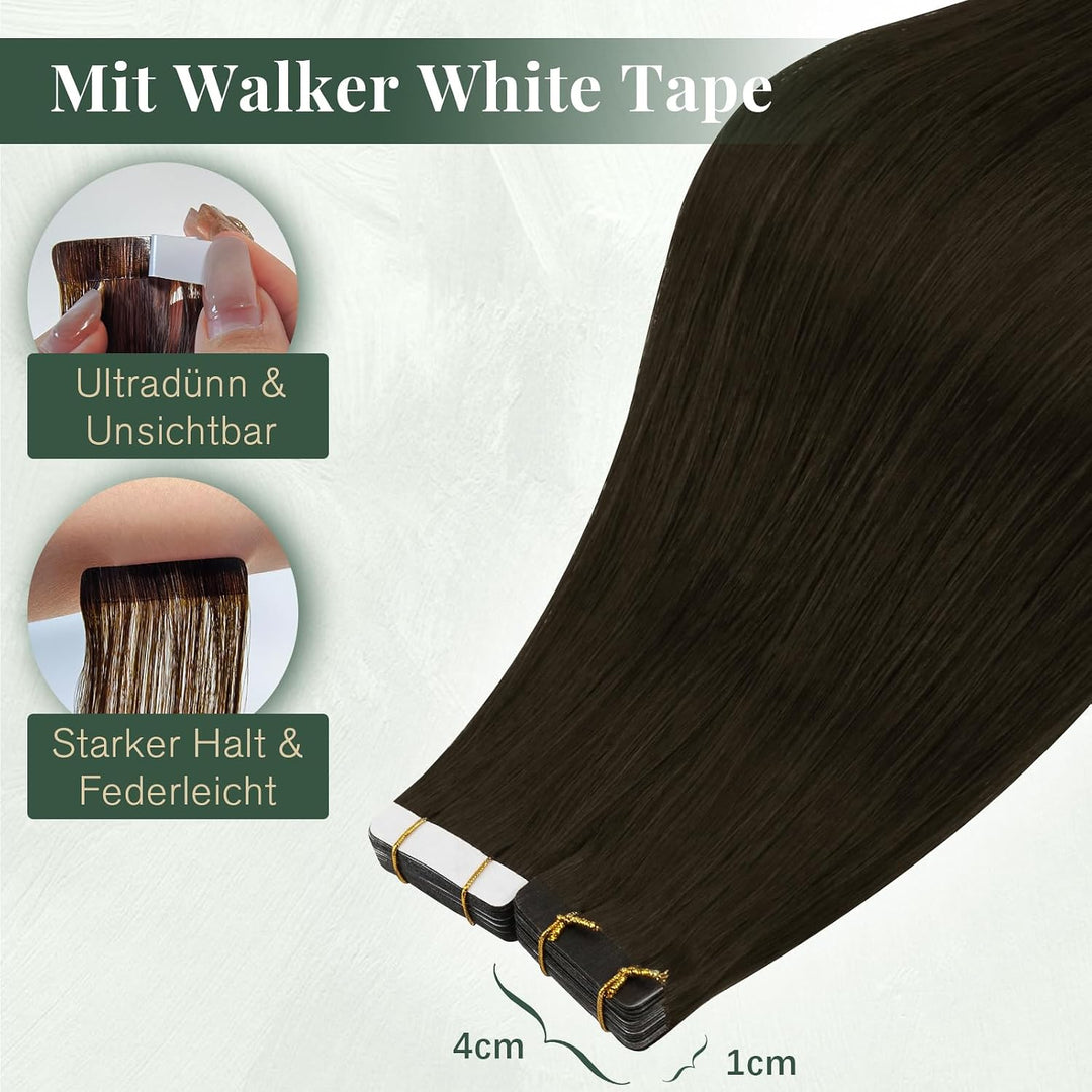 Ugeat Tape Extensions Echthaar Braun Kurz Haar 30 cm 30G 20 Stück 