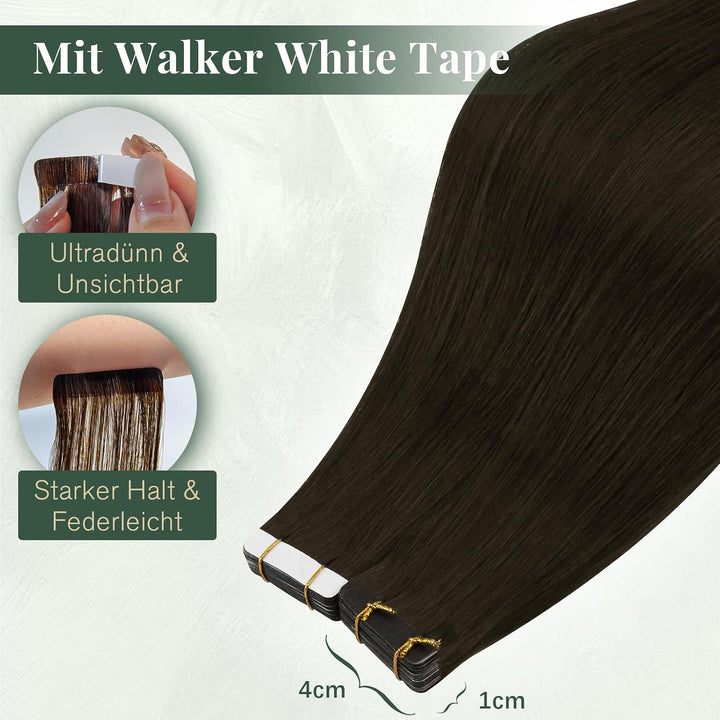Ugeat Tape Extensions Echthaar Braun Kurz Haar 30 cm 30G 20 Stück 