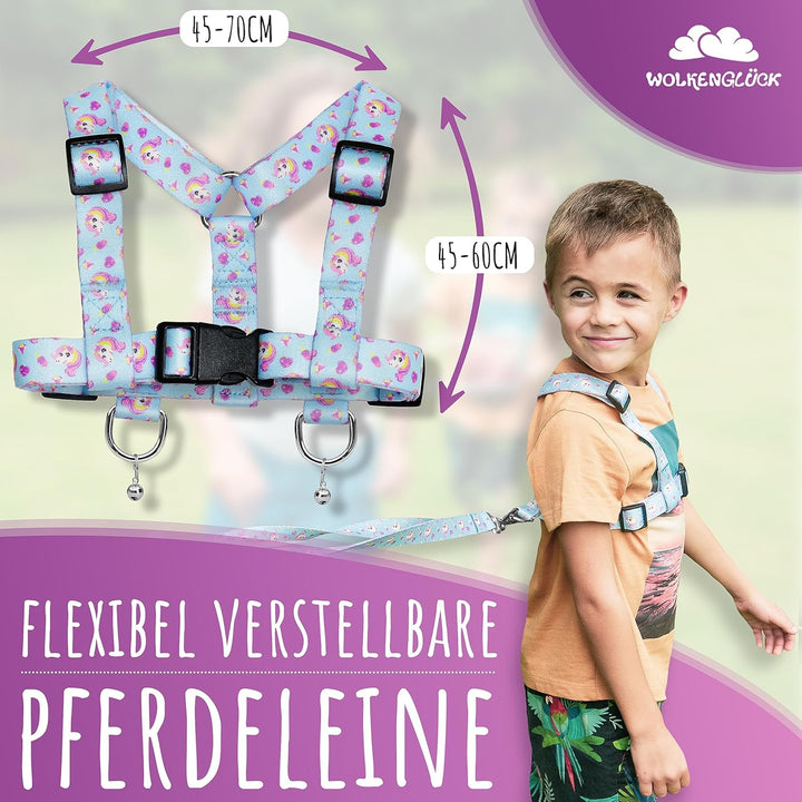 WOLKENGLÜCK® Pferdeleine Kinder [Inkl. Zubehör] - Grössenverstellbare Pferdeleine zum Spielen für Ki