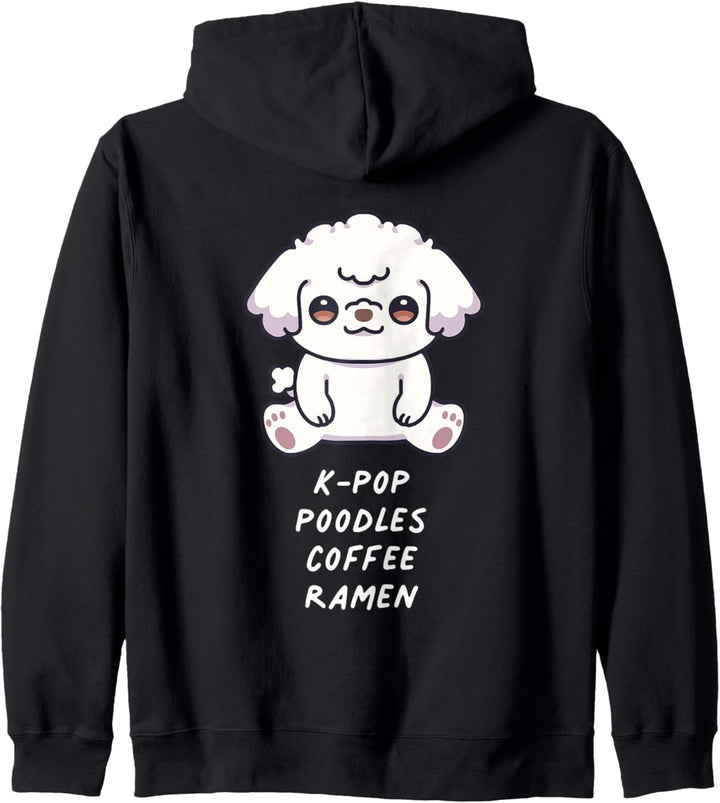 K-Pop Pudel Kaffee Ramen Kawaii Hund Dog Hundefreunde Musik Kapuzenjacke