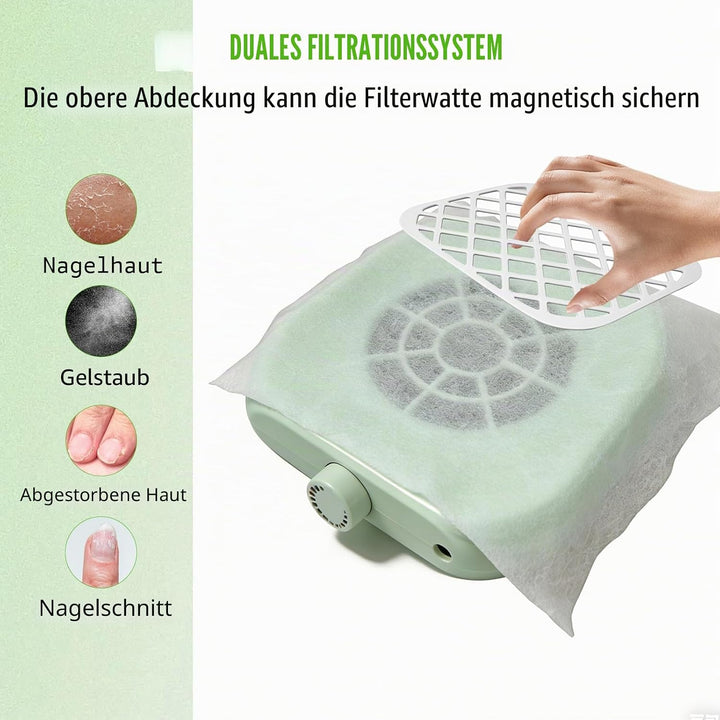 18W Staubabsaugung für Nägel - 6000RPM leiser Nagelstaubsauger, Geräuscharm, Starke Saugkraft, für M