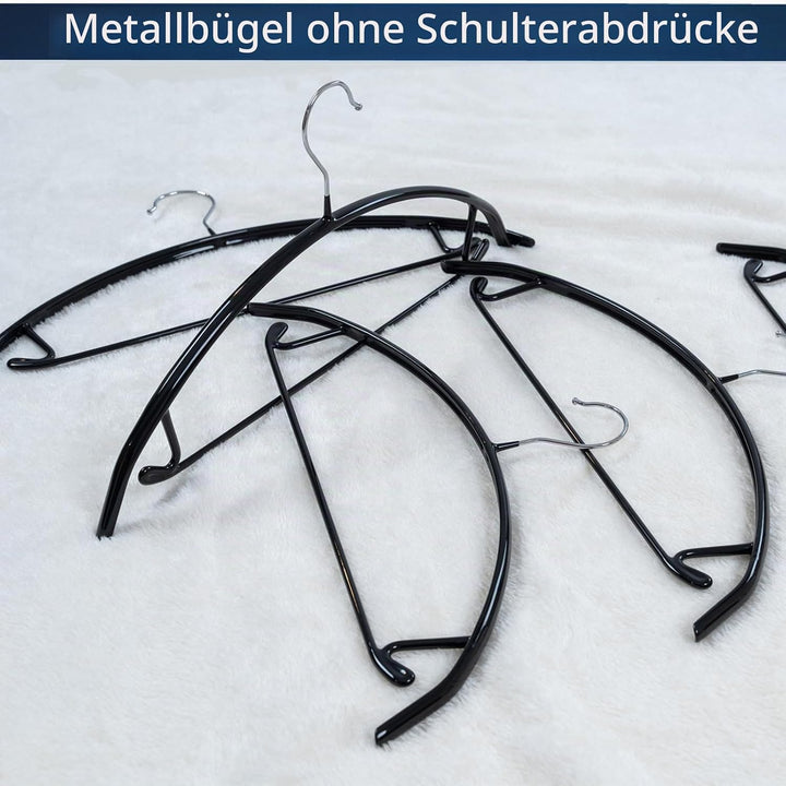 Kleiderbügel aus Metall, 20 Stück,schwarz, 42 cm, Anti-Rutsch-Gummibeschichtung verhindert Schulterb