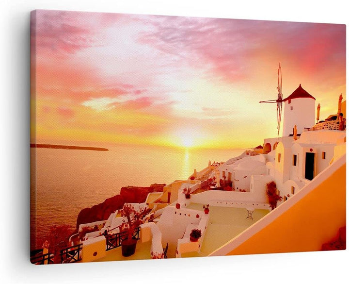 Bilder auf Leinwand Santorini Griechenland Urlaub Leinwandbild 70x50cm Wandbilder Dekoration Wohnzim