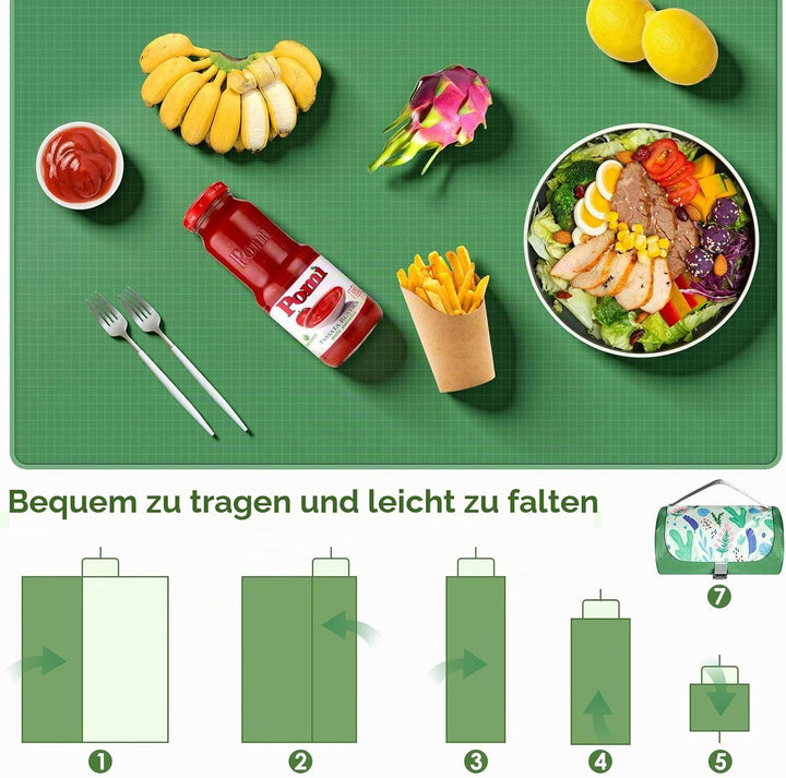Picknickdecke Wasserdicht 150 x 210 cm,Ultraleicht Tragbar Campingdecke, Waschbare Sandfest Strandde