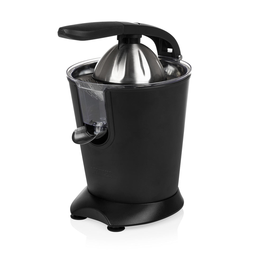 Princess Black Steel Zitruspresse - professioneller Hebelarm, 160 Watt, Antirutschfüsse, Universalau
